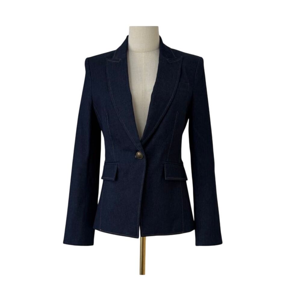 Veronica Beard Miller Denim Single-Breasted Dickey Jacket - Picture 6 of 16